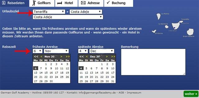 Buchungstool German Golf Academy